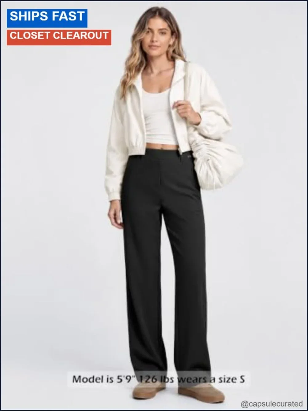 Women's High-Rise Straight-Leg Trouser Stretch Work Pants 29